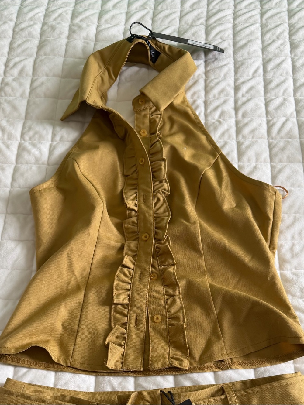 Lioness afterglow Mustard Ruffle Halter Top